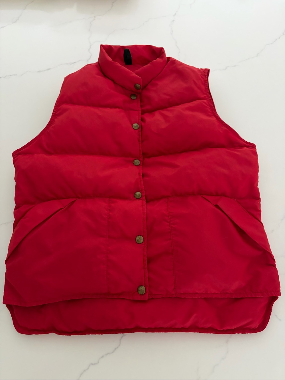L.L.Bean M 80s VTG USA Red Goose Down Vest metal buttons pockets Like New